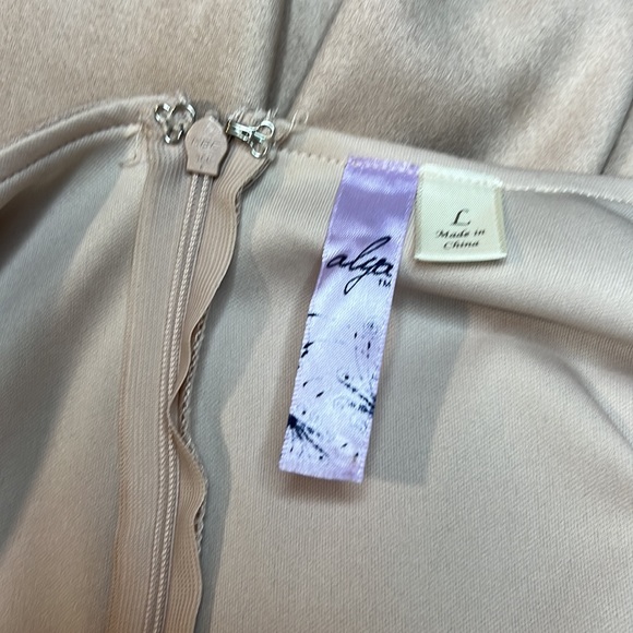 Alya Blush Pink Suede Scalloped A-Line Dress - Picture 7 of 7